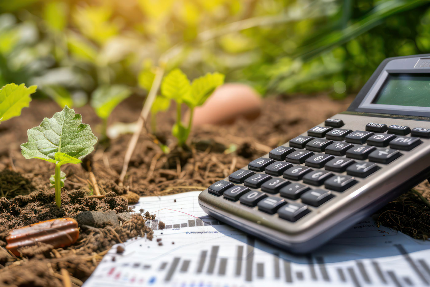 calculator in crop field